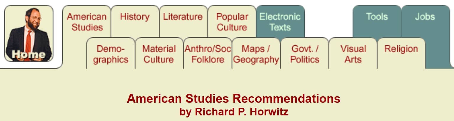 Screen shot of old website, with tabs for  various sorts of sources for American Studies